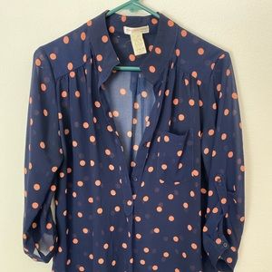 Blue Polka Dot Top